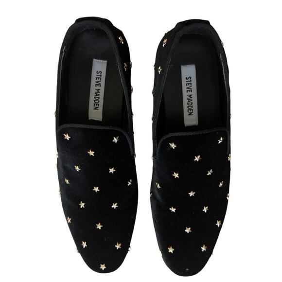 Steve Madden P-Pigiri Black Velvet Star Loafers Size 8 Sold out Style– Flawed - Picture 2 of 14